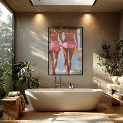 Capture the invigorating essence of summer with this vibrant beach scene. With its impressionistic for Bathroom