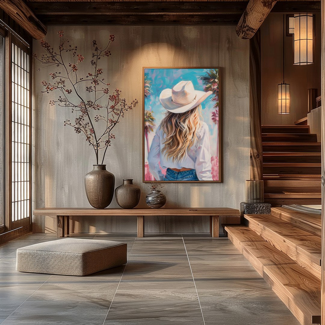 Embrace the warmth and tranquility of a sunlit day with this vibrant artwork, featuring a serene for Hall