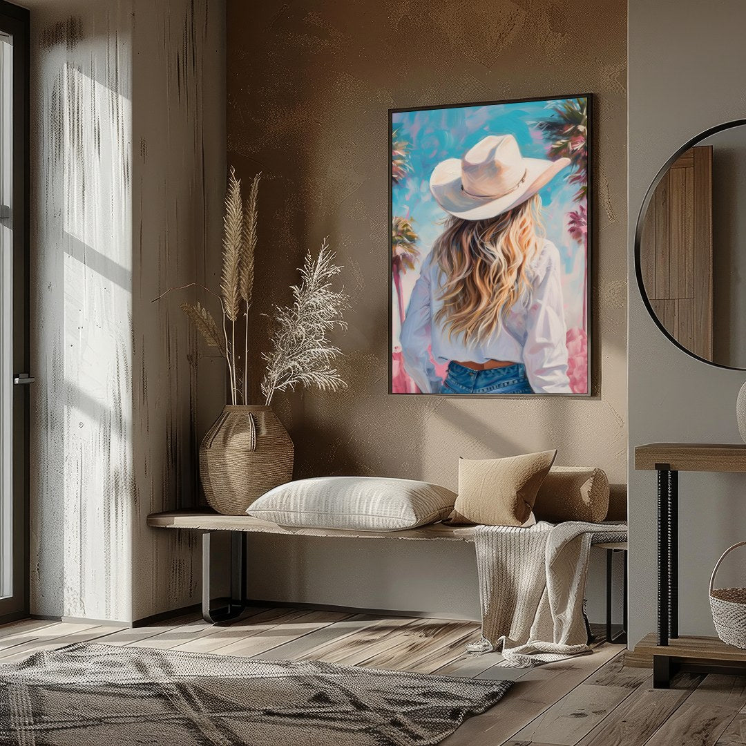Embrace the warmth and tranquility of a sunlit day with this vibrant artwork, featuring a serene for loft