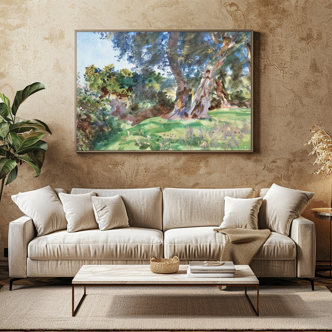 Immerse yourself in nature's serenity with this exquisite watercolor landscape. The delicate for Family Room