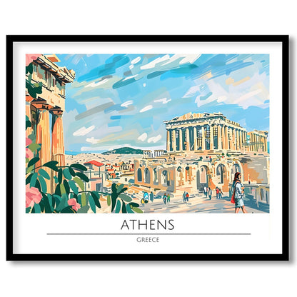 Capture the historical charm of Athens with this vibrant art piece, showcasing iconic landmarks for sweet-home
