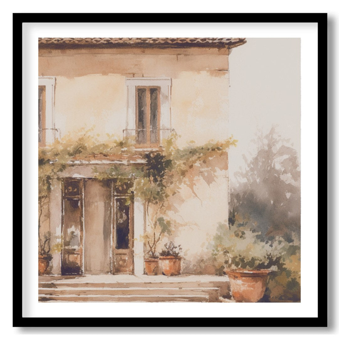 Capture the serenity and warmth of a sun-kissed villa with this exquisite watercolor painting. Its for living-space