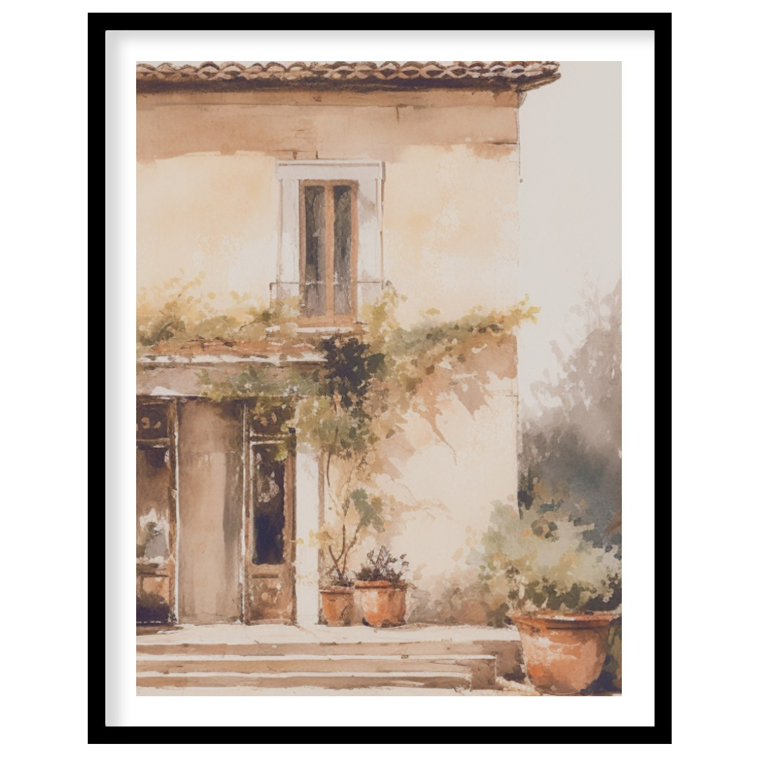Capture the serenity and warmth of a sun-kissed villa with this exquisite watercolor painting. Its for living-space