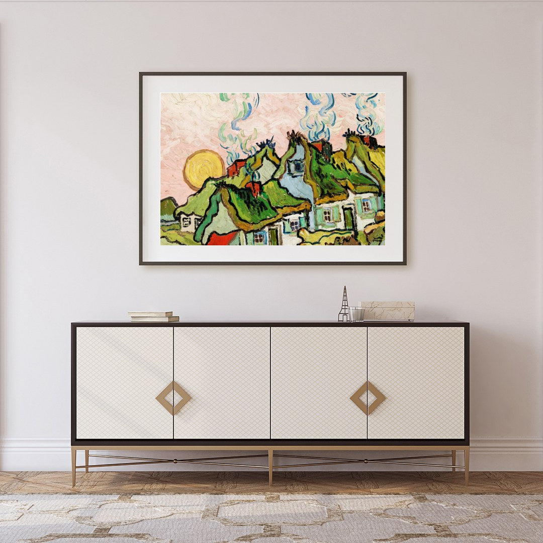 Immerse yourself in the rustic charm of a sunlit village with this captivating wall art piece. The for Foyer