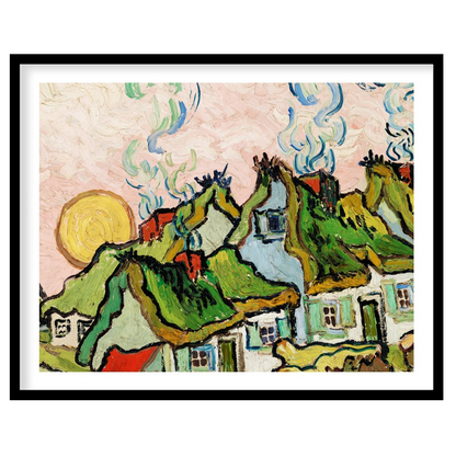 Immerse yourself in the rustic charm of a sunlit village with this captivating wall art piece. The for haven