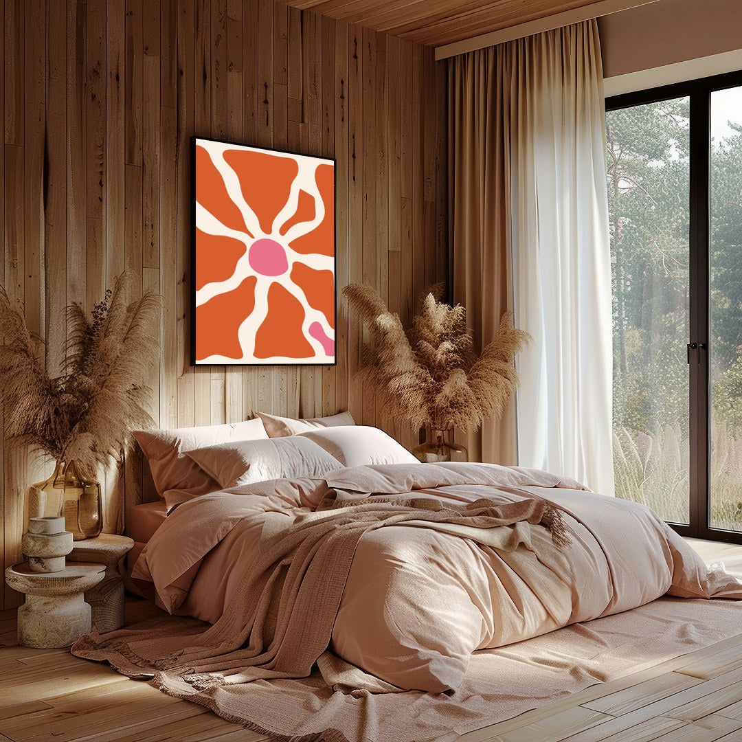 Elevate your space with this unique abstract piece, featuring terracotta and pink hues that conjure for Bedroom