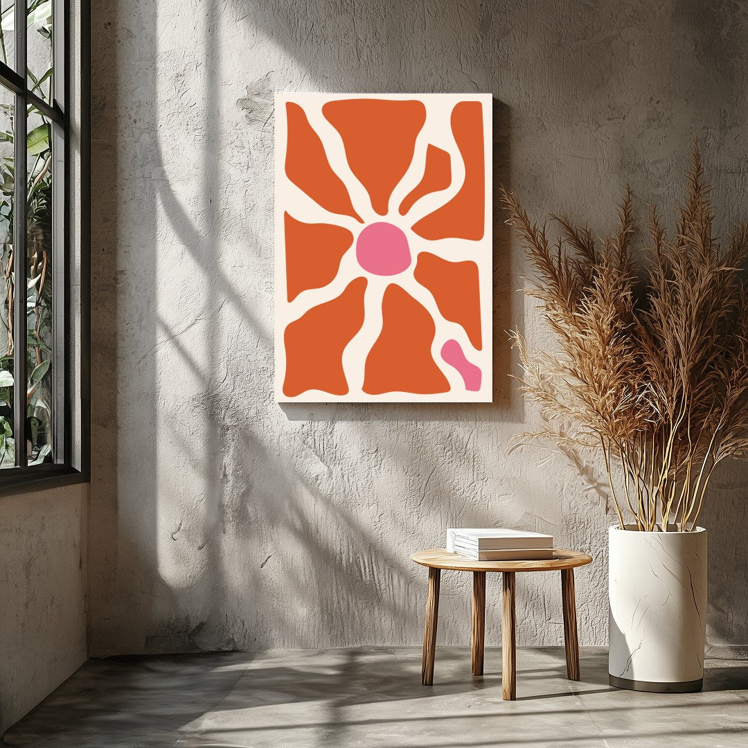 Elevate your space with this unique abstract piece, featuring terracotta and pink hues that conjure for Entrance