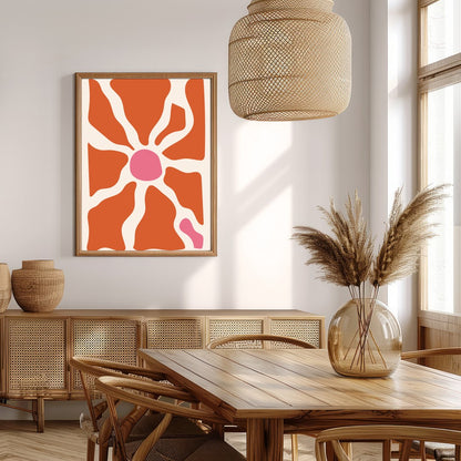 Elevate your space with this unique abstract piece, featuring terracotta and pink hues that conjure for Extra Kitchen