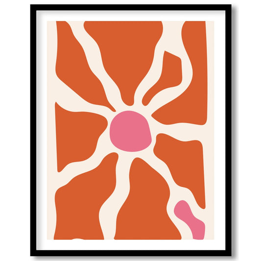 Elevate your space with this unique abstract piece, featuring terracotta and pink hues that conjure for space