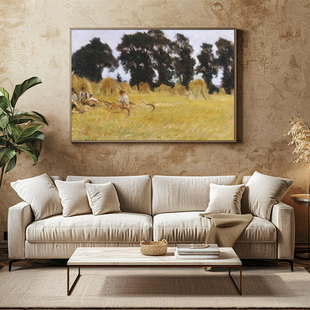 Immerse yourself in the tranquil beauty of a sunlit day in the countryside. This artwork captures a for Family Room