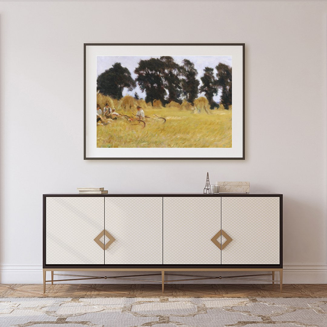 Immerse yourself in the tranquil beauty of a sunlit day in the countryside. This artwork captures a for Foyer