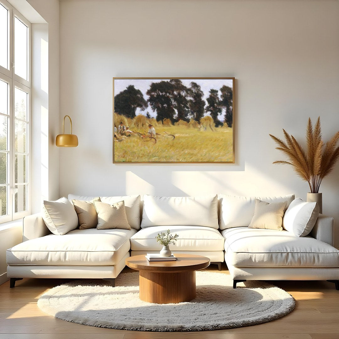 Immerse yourself in the tranquil beauty of a sunlit day in the countryside. This artwork captures a for Living Room