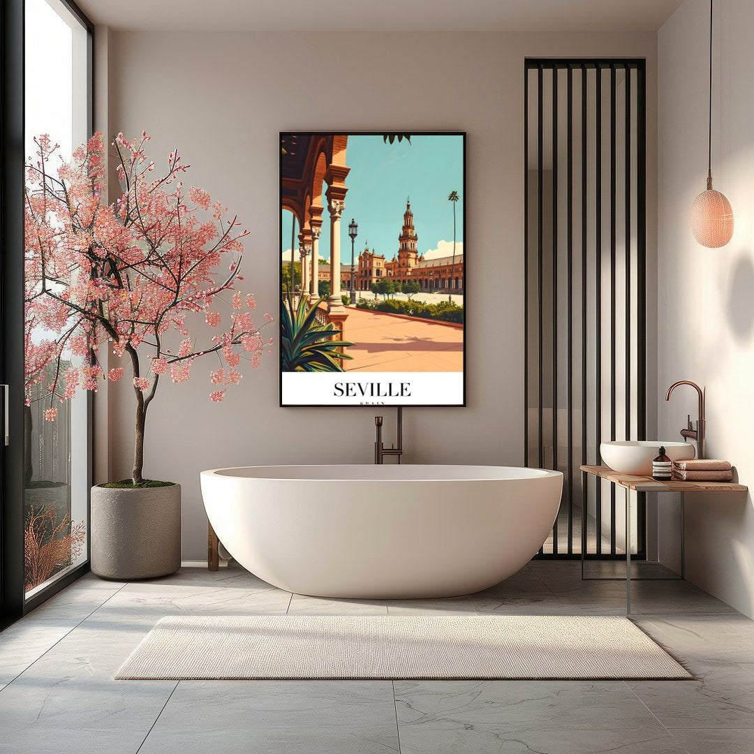 Experience the timeless elegance of Seville's iconic architecture with this stunning wall art. for Bathroom