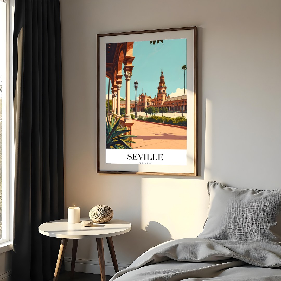 Experience the timeless elegance of Seville's iconic architecture with this stunning wall art. for Bedroom