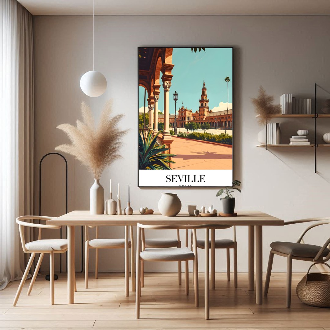 Experience the timeless elegance of Seville's iconic architecture with this stunning wall art. for Dining