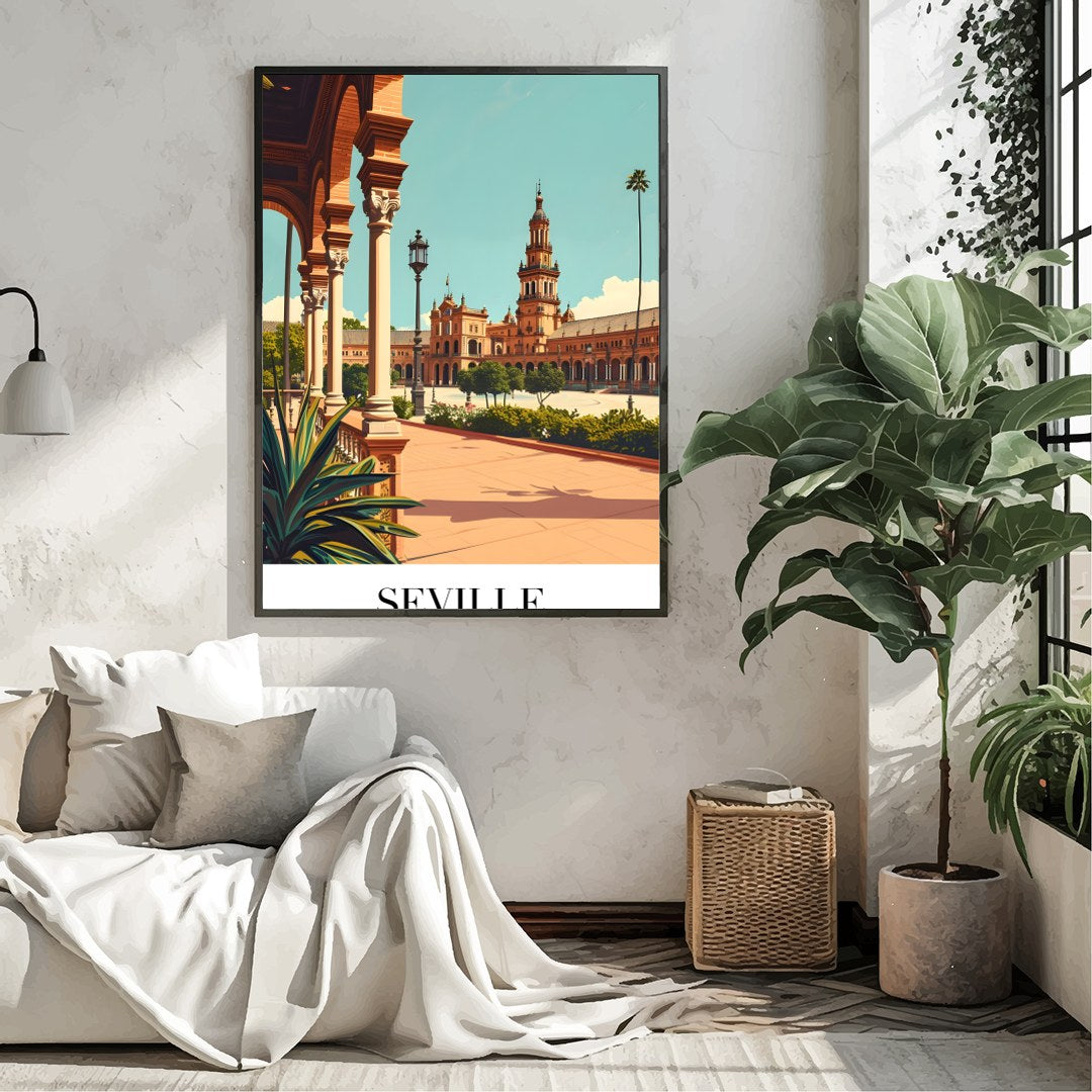 Experience the timeless elegance of Seville's iconic architecture with this stunning wall art. for Living Room