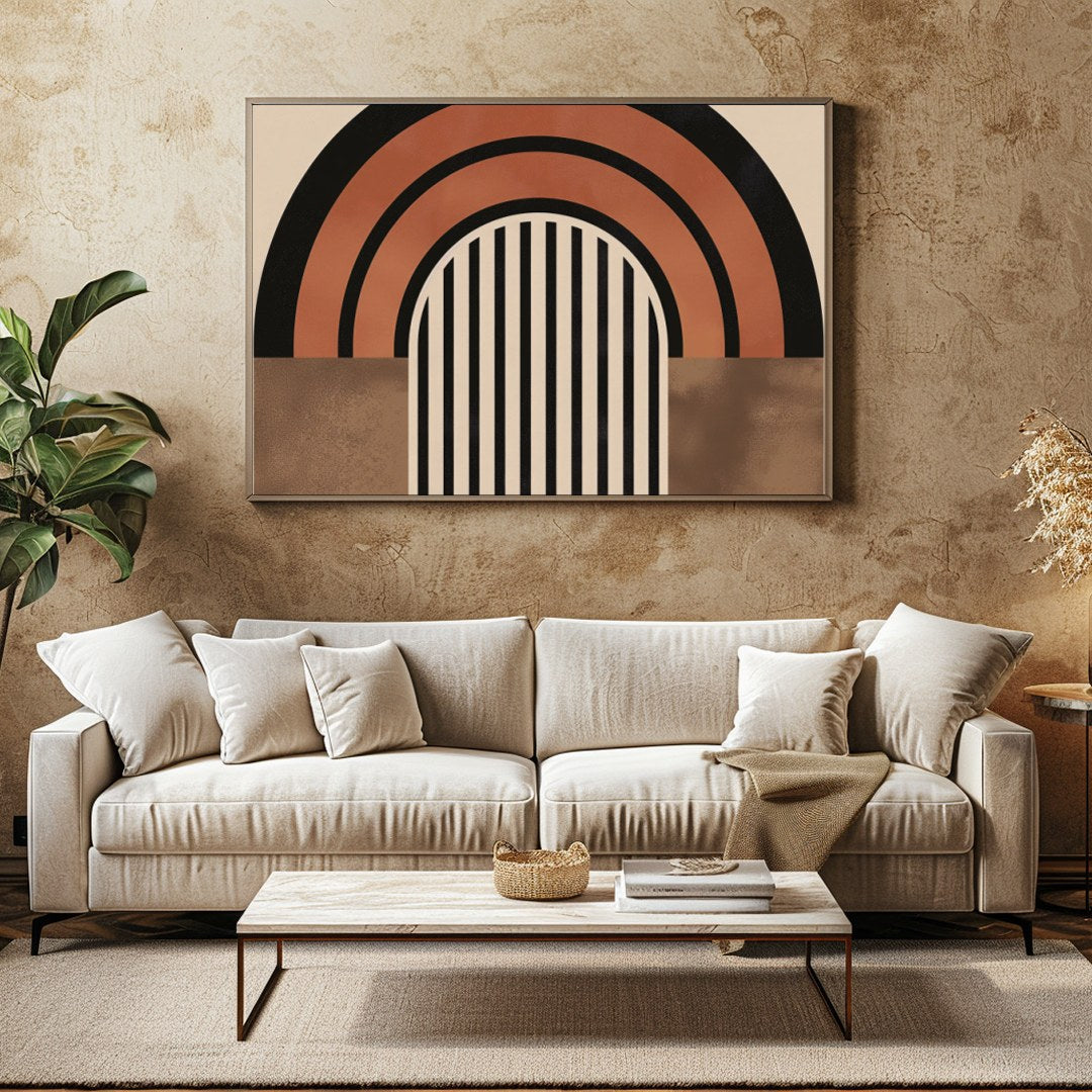 Embrace the harmony of modern minimalism with this captivating abstract artwork. Featuring bold for Family Room