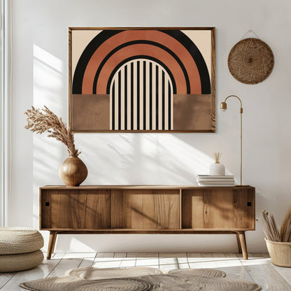 Embrace the harmony of modern minimalism with this captivating abstract artwork. Featuring bold for Sitting Area