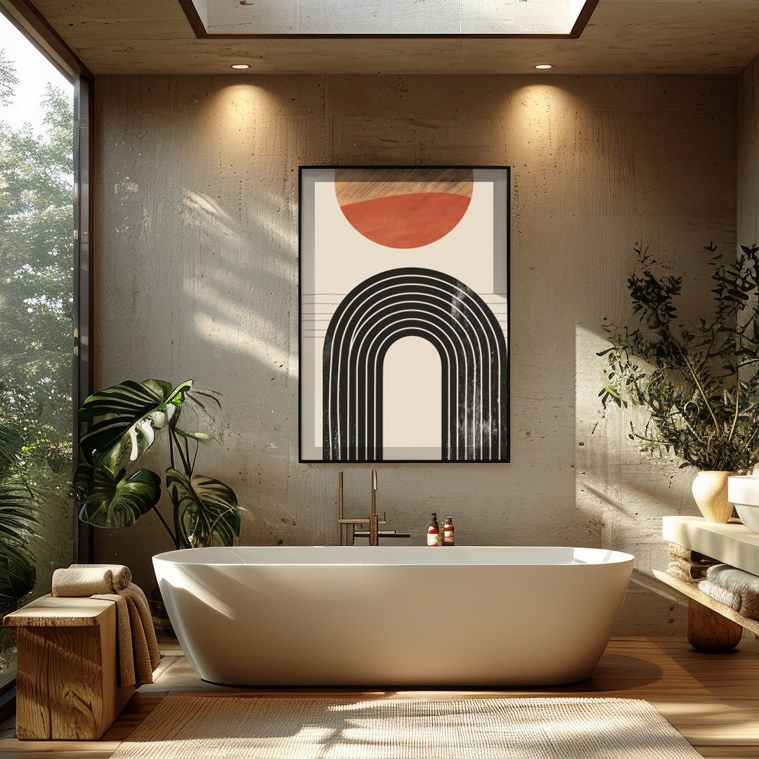 Elevate your space with this captivating minimalist artwork featuring a balanced composition of for Bathroom