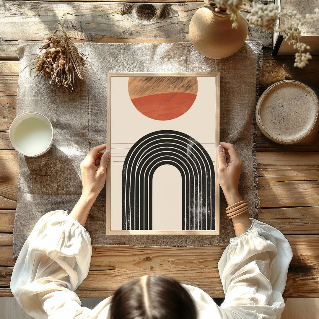Elevate your space with this captivating minimalist artwork featuring a balanced composition of for Kitchen