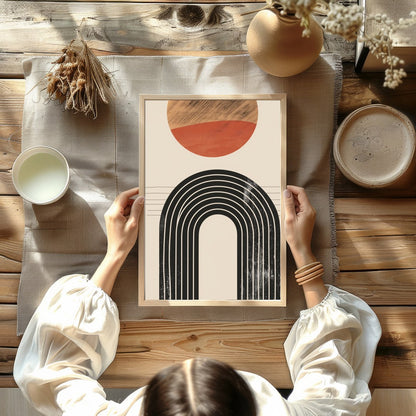 Elevate your space with this captivating minimalist artwork featuring a balanced composition of for Kitchen