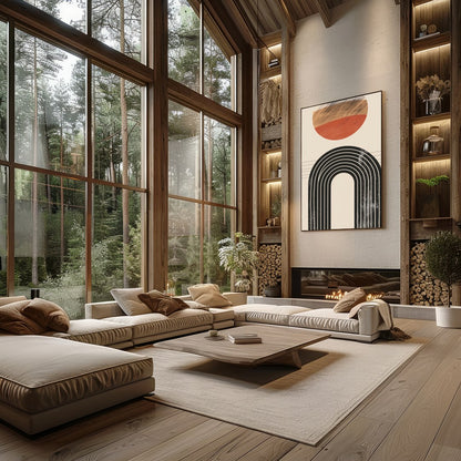 Elevate your space with this captivating minimalist artwork featuring a balanced composition of for Living Room