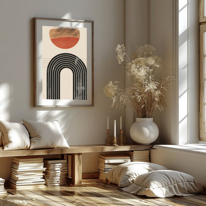 Elevate your space with this captivating minimalist artwork featuring a balanced composition of for living-space