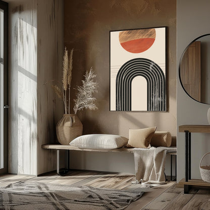 Elevate your space with this captivating minimalist artwork featuring a balanced composition of for office