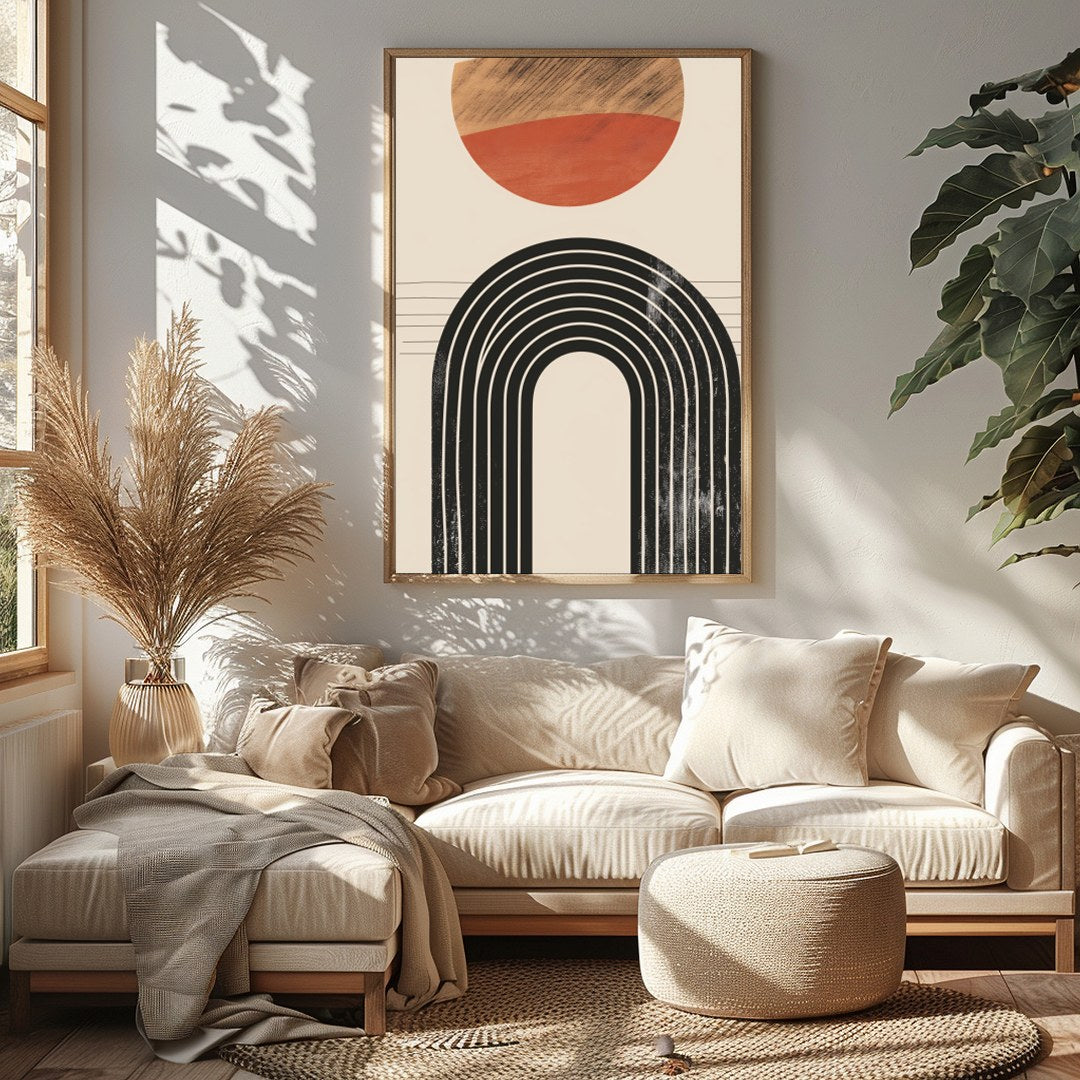 Elevate your space with this captivating minimalist artwork featuring a balanced composition of for Sitting Area