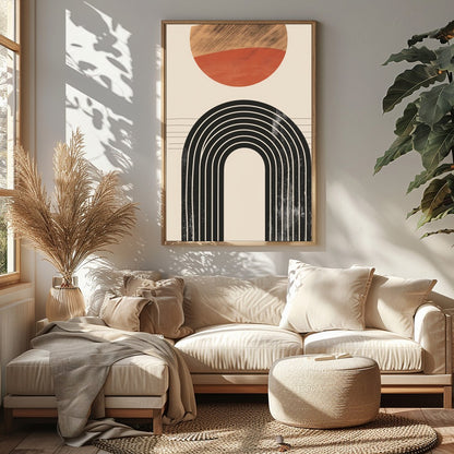 Elevate your space with this captivating minimalist artwork featuring a balanced composition of for Sitting Area