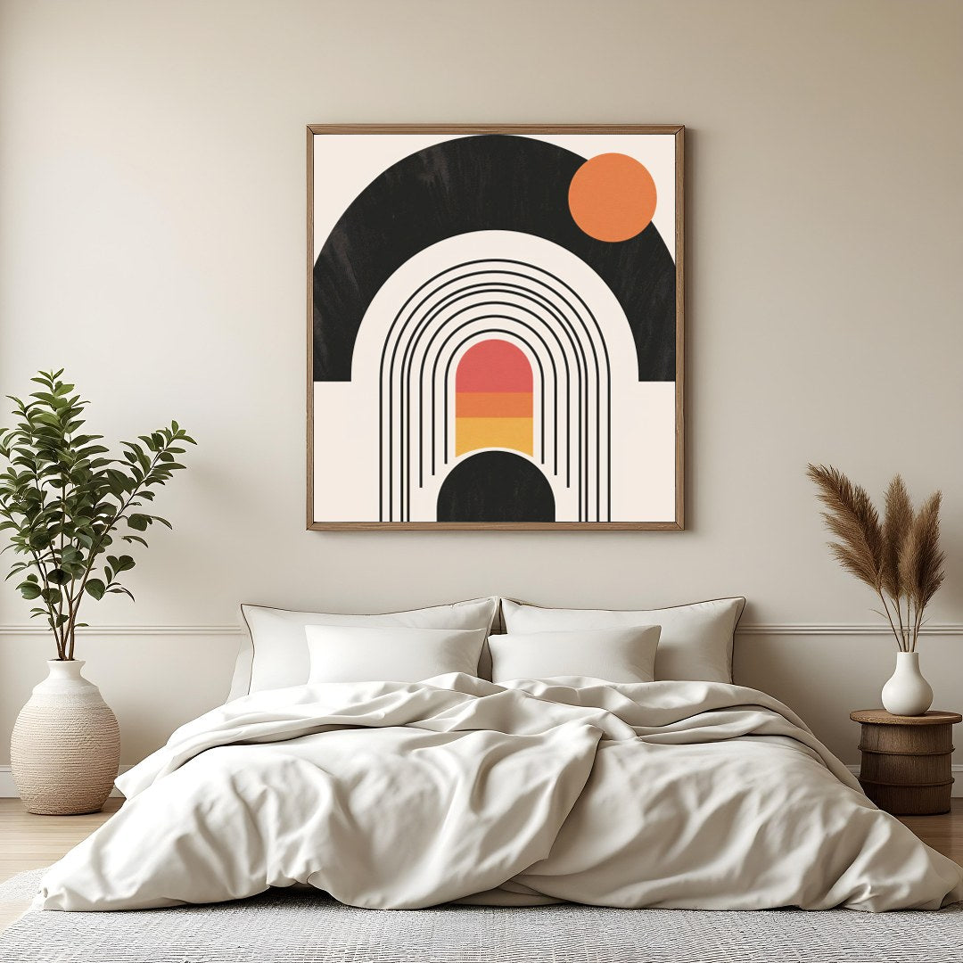 Experience a blend of modern design with this vibrant geometric wall art featuring concentric for Bedroom