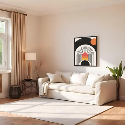 Experience a blend of modern design with this vibrant geometric wall art featuring concentric for Family Room