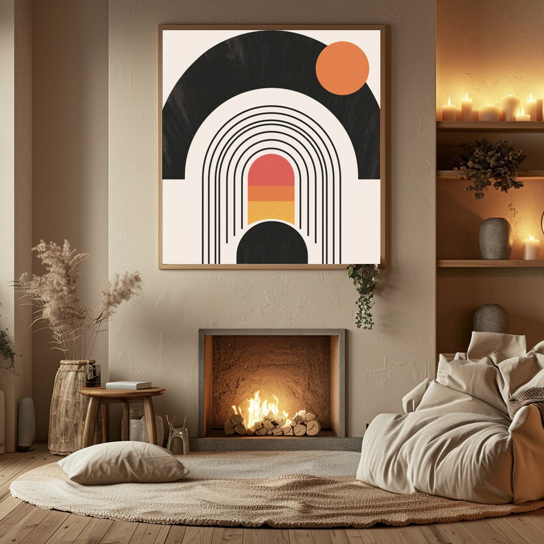 Experience a blend of modern design with this vibrant geometric wall art featuring concentric for Hall