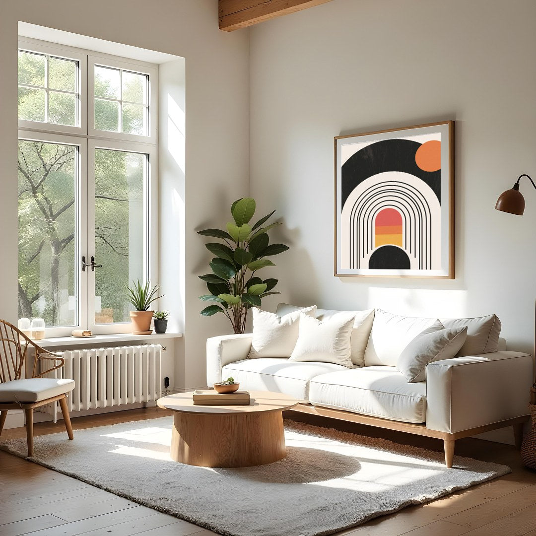 Experience a blend of modern design with this vibrant geometric wall art featuring concentric for Living Room