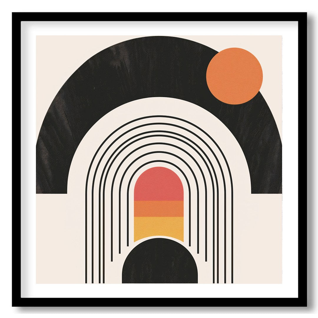 Experience a blend of modern design with this vibrant geometric wall art featuring concentric for loft