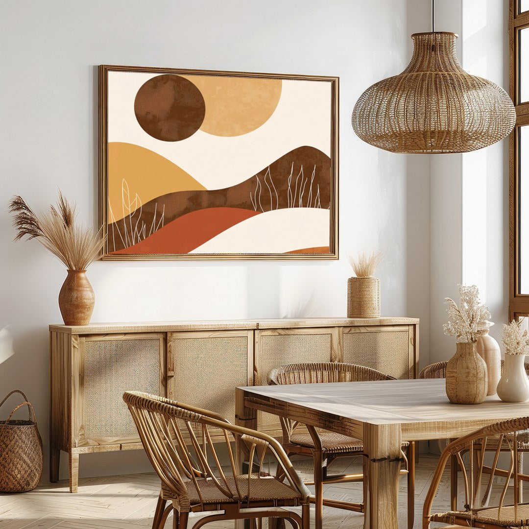 Experience the serenity of nature with this captivating abstract piece. Warm earth tones and for Dining