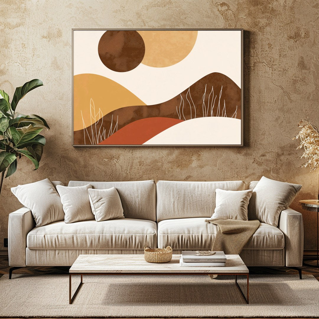 Experience the serenity of nature with this captivating abstract piece. Warm earth tones and for Family Room