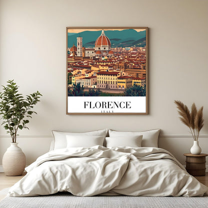 Capture the enchanting beauty of Florence with this stunning wall art featuring the iconic dome of for Bedroom