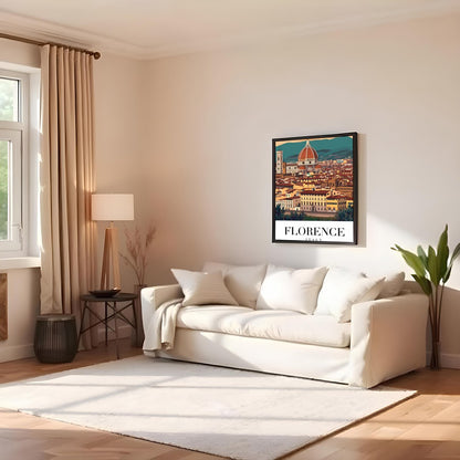 Capture the enchanting beauty of Florence with this stunning wall art featuring the iconic dome of for Family Room