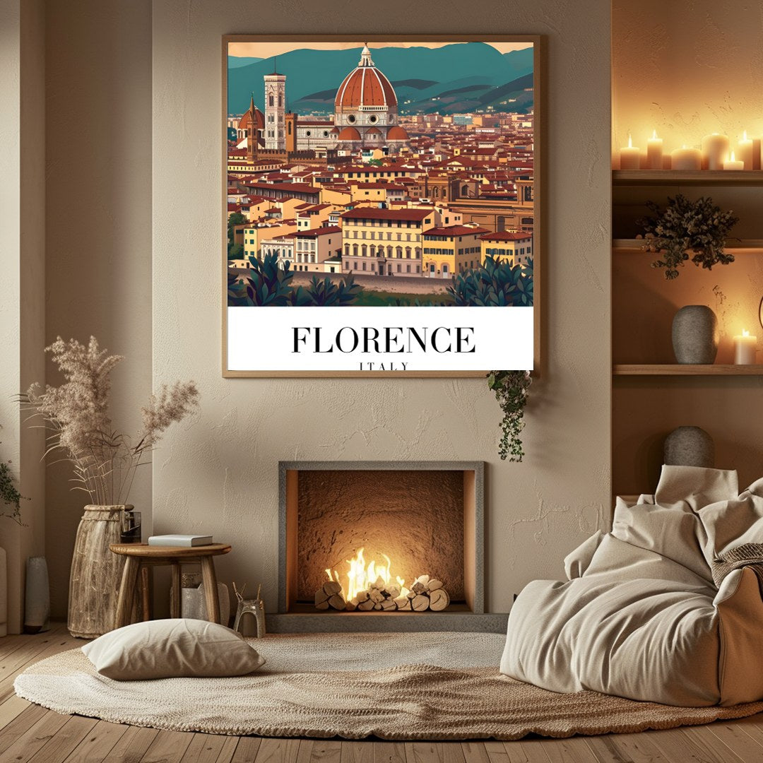 Capture the enchanting beauty of Florence with this stunning wall art featuring the iconic dome of for Hall