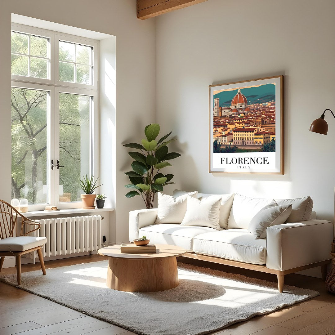 Capture the enchanting beauty of Florence with this stunning wall art featuring the iconic dome of for Living Room