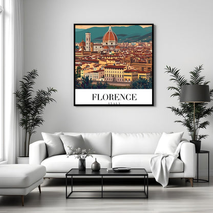 Capture the enchanting beauty of Florence with this stunning wall art featuring the iconic dome of for Sitting Area