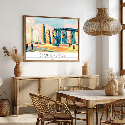 Experience the enchanting allure of Stonehenge captured in vibrant hues with this stunning piece of for Dining