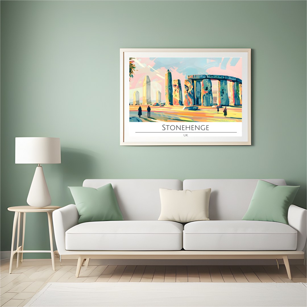 Experience the enchanting allure of Stonehenge captured in vibrant hues with this stunning piece of for Hall