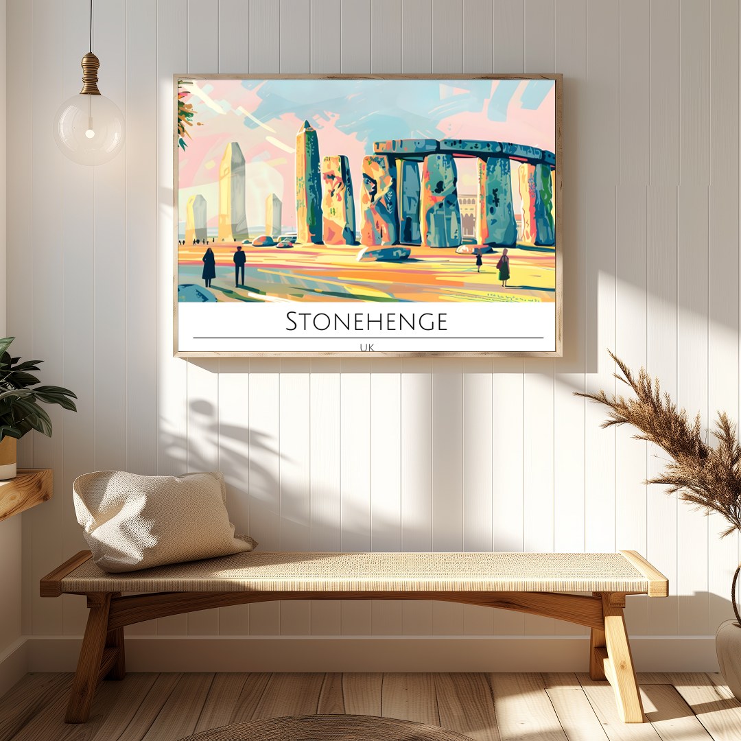 Experience the enchanting allure of Stonehenge captured in vibrant hues with this stunning piece of for Hallway