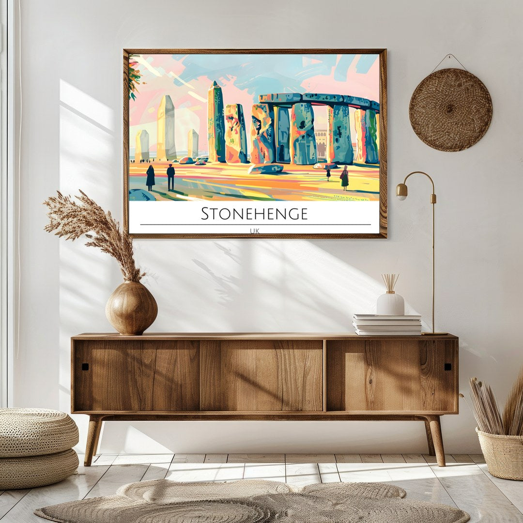 Experience the enchanting allure of Stonehenge captured in vibrant hues with this stunning piece of for Sitting Area