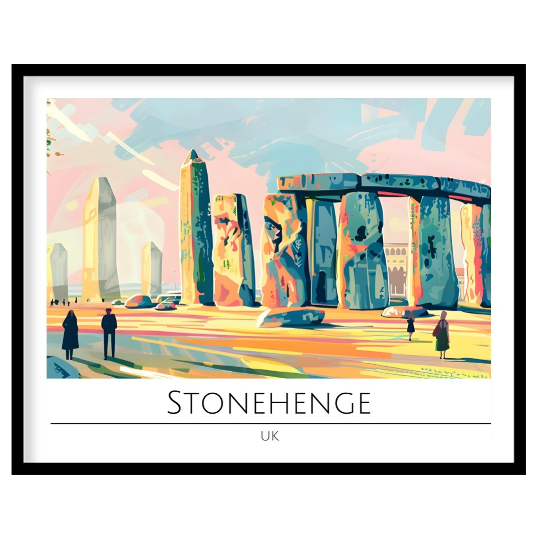 Experience the enchanting allure of Stonehenge captured in vibrant hues with this stunning piece of for sweet-home