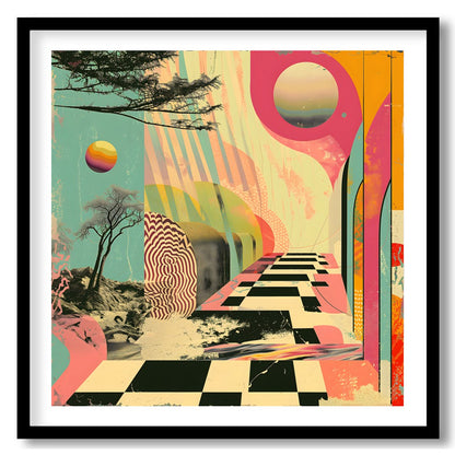 Dive into a world where reality blurs with imagination in this vibrant artwork. Its bold colors and for nook