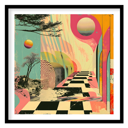 Dive into a world where reality blurs with imagination in this vibrant artwork. Its bold colors and for nook