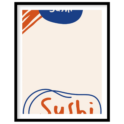 This playful and vibrant poster celebrates the love for sushi with its distinctive line art illustr… for house